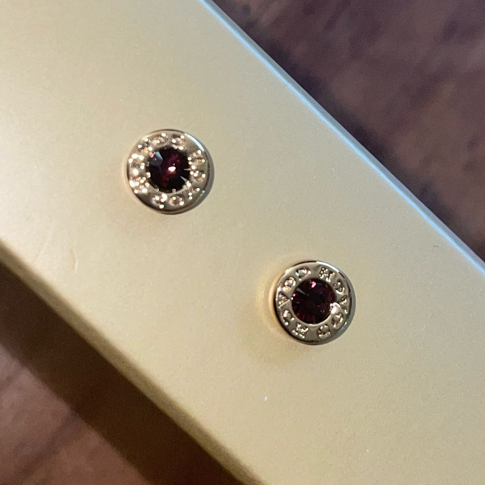 Coach Open Circle Red + Gold Earrings - Picture 3 of 4